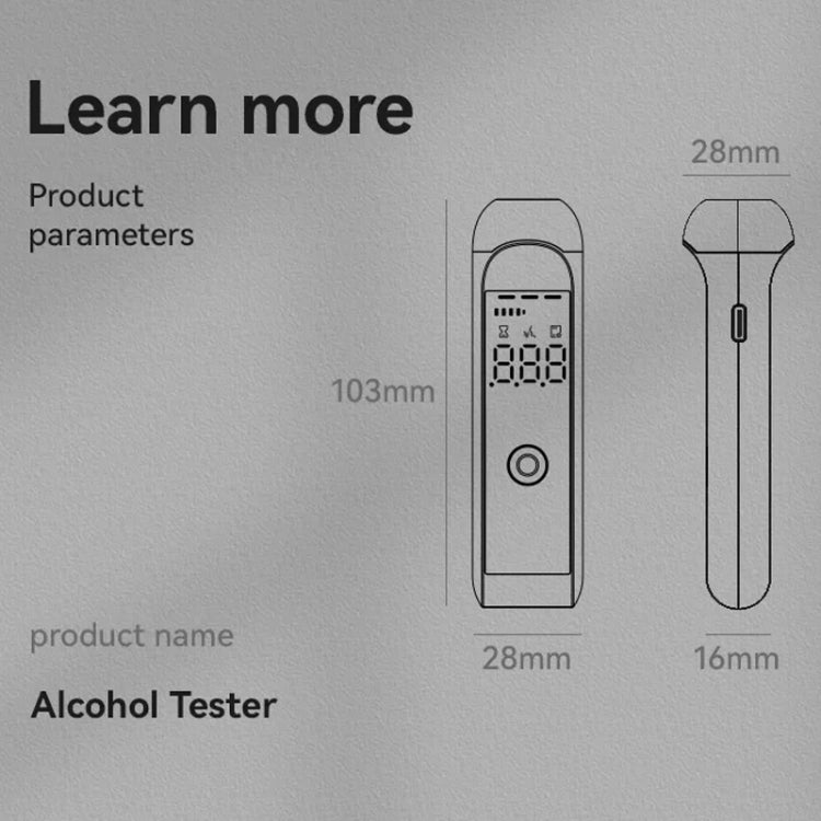 Portable Digital Alcohol Tester Breathalyzer Rechargeable Alcohol Test Tool