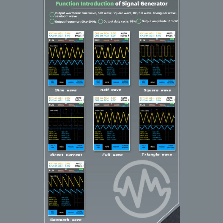 BSIDE O9 Digital Handheld Dual Channel 50MHz Oscilloscope Signal Source Multimeter