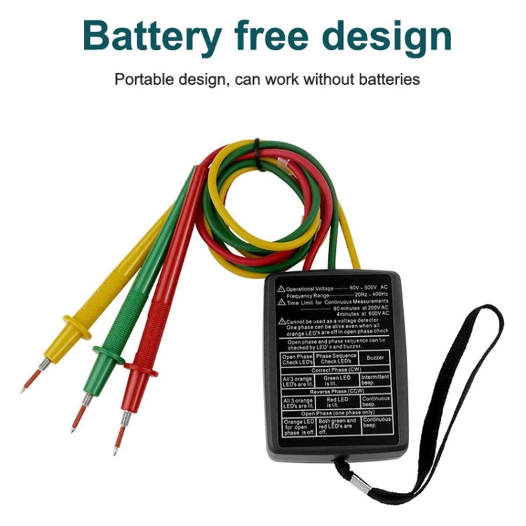 3 Phase Alternating Current Phase Meter Phase Detector Rotation Tester Indicator Digital Phase-Order Indicator