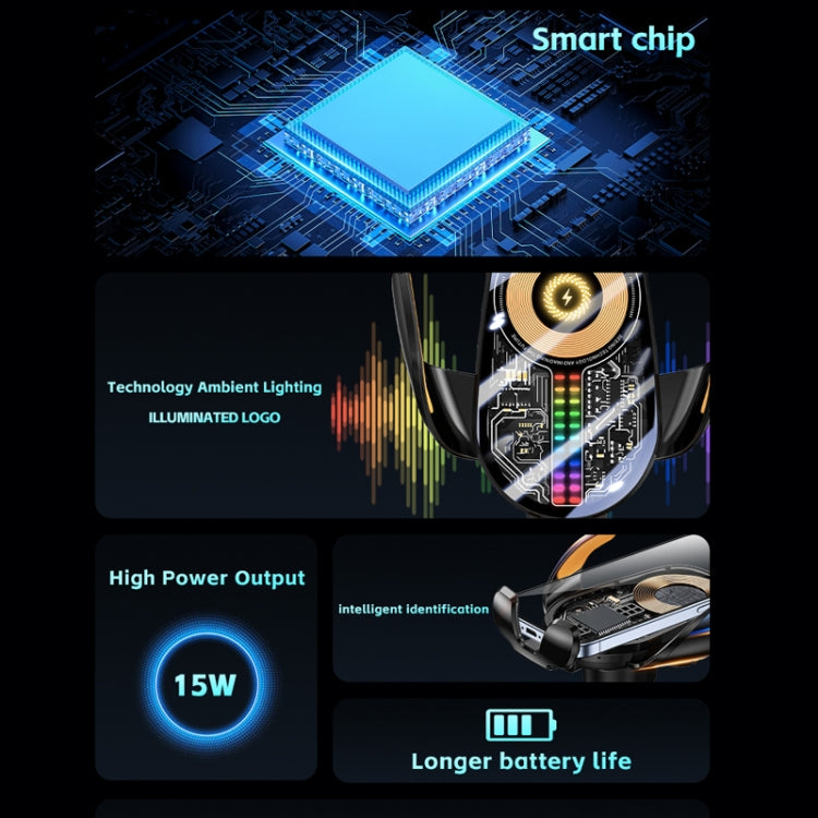 15W Car Sound Pickup Atmosphere Light Wireless Mobile Phone Charging Stand