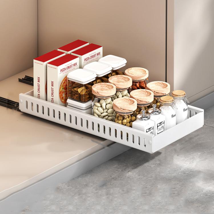 Kitchen Pull-Out Rack Pots And Pans Organizer Cabinet Countertop Dish Tray