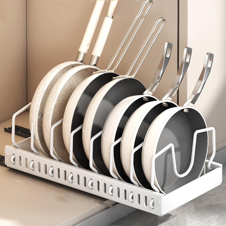 Kitchen Pull-Out Rack Pots And Pans Organizer Cabinet Countertop Dish Tray