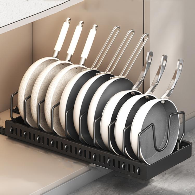 Kitchen Pull-Out Rack Pots And Pans Organizer Cabinet Countertop Dish Tray