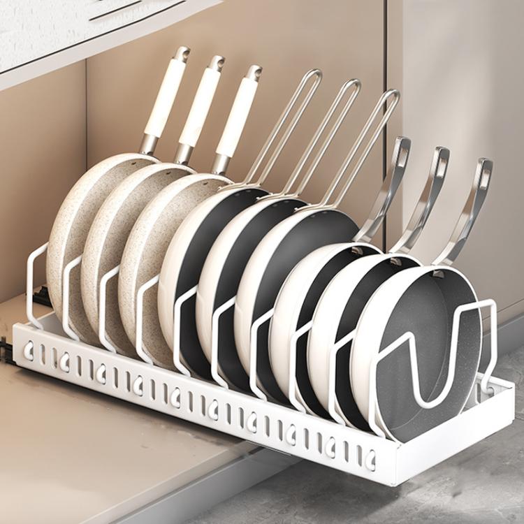 Kitchen Pull-Out Rack Pots And Pans Organizer Cabinet Countertop Dish Tray
