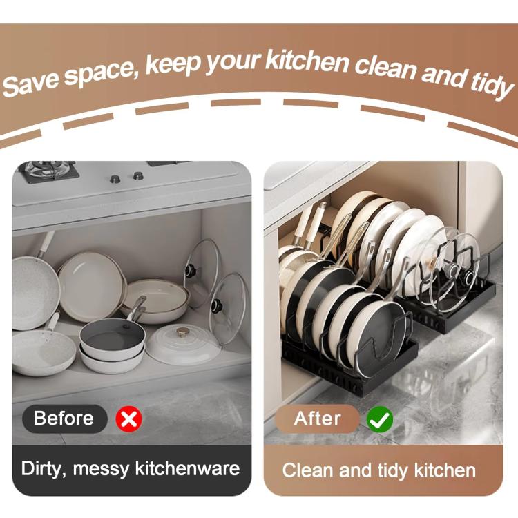 Kitchen Pull-Out Rack Pots And Pans Organizer Cabinet Countertop Dish Tray