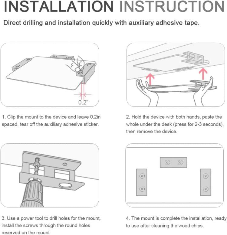 Under Desk Laptop Tablet Storage Mount Kit Office Storage Organize