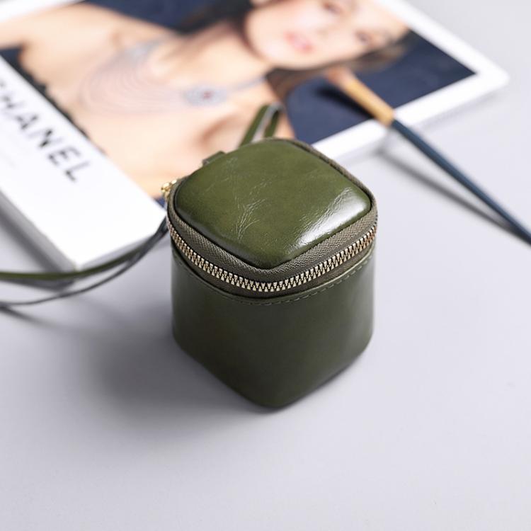 Oil Wax PU Leather Portable Bucket Bag Mini Retro Lipstick Earphone Bag Small Objects Storage Coin Purse