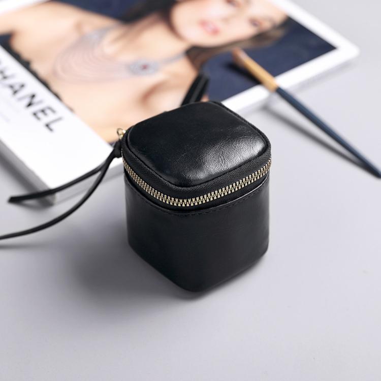 Oil Wax PU Leather Portable Bucket Bag Mini Retro Lipstick Earphone Bag Small Objects Storage Coin Purse