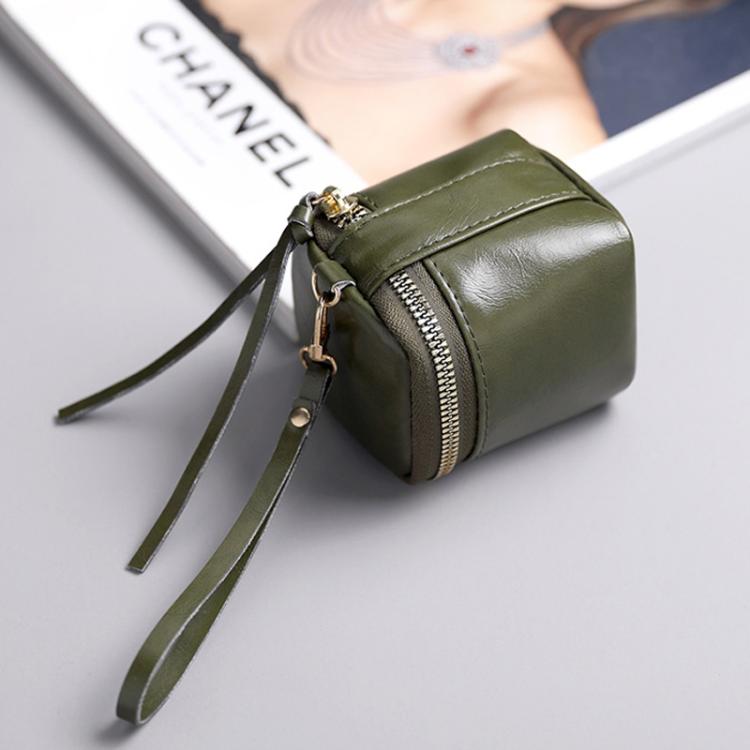 Oil Wax PU Leather Portable Bucket Bag Mini Retro Lipstick Earphone Bag Small Objects Storage Coin Purse