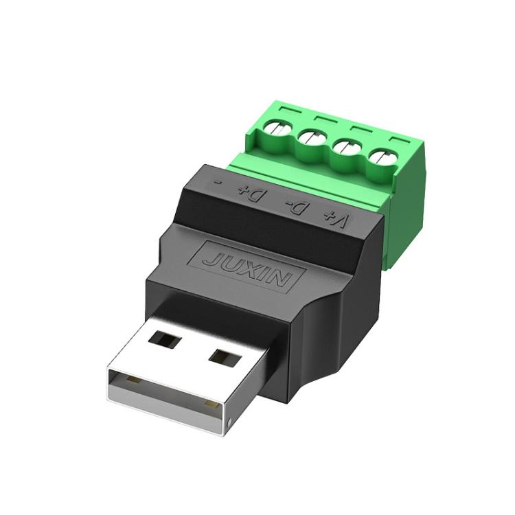 JUXIN USB2.0 Plug Adapter Type-A to 4 Pin Screw Terminal Block Connector