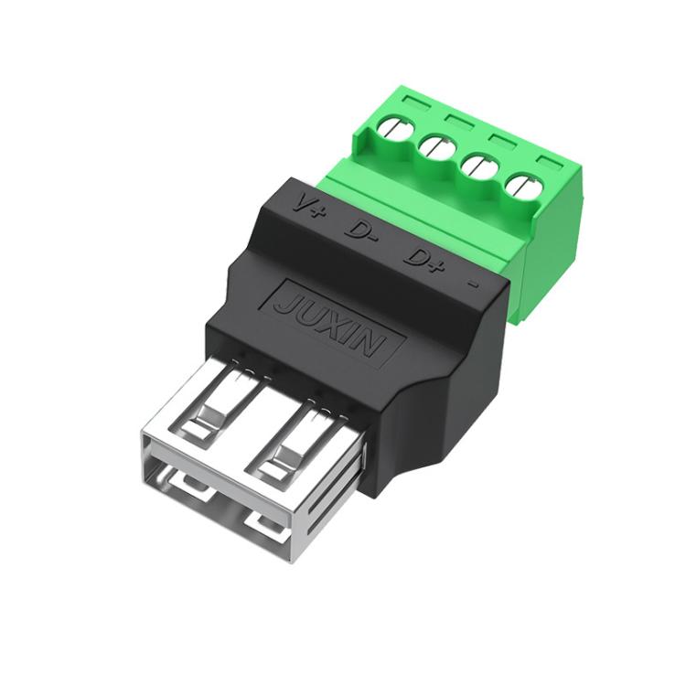 JUXIN USB2.0 Plug Adapter Type-A to 4 Pin Screw Terminal Block Connector