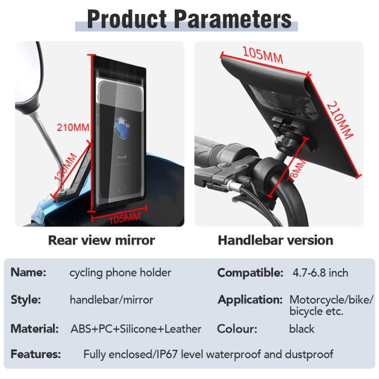 Bicycle Waterproof Phone Bag Mount Stand 360 Degree Rotation Motorcycle Bike Cellphone Holder