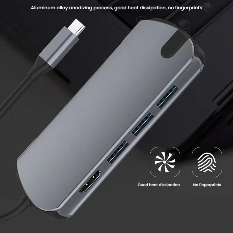 8-In-1 USB-C/Type-C Gigabit Ethernet Port Docking Station Hub