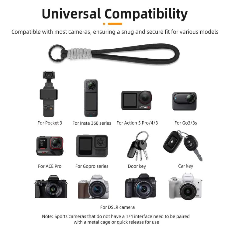 BRDRC Sports Camera Hand Lanyard With 1/4 inch Screw Loss Prevention Lanyard Wrist Strap Accessories