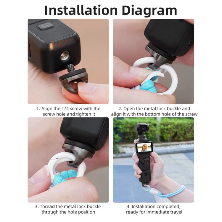 BRDRC Sports Camera Hand Lanyard With 1/4 inch Screw Loss Prevention Lanyard Wrist Strap Accessories