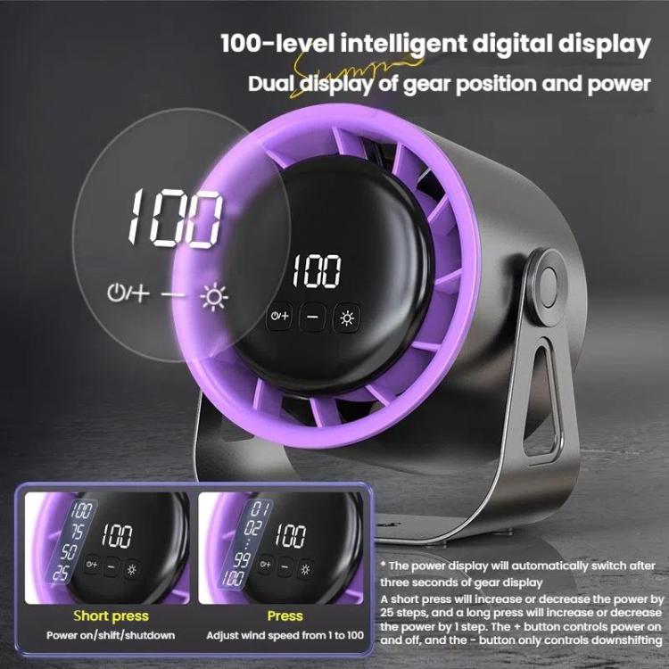 100-Gear High-Speed Circulating Fan Rechargeable Desktop Digital Display Turbo Wall-Mounted Fan