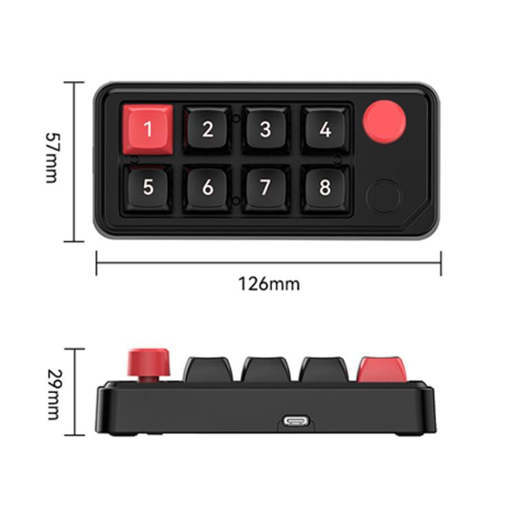 MKESPN 8-Key Wired Hot-Swappable Macro Definition Gaming Mechanical Keyboard With Knob