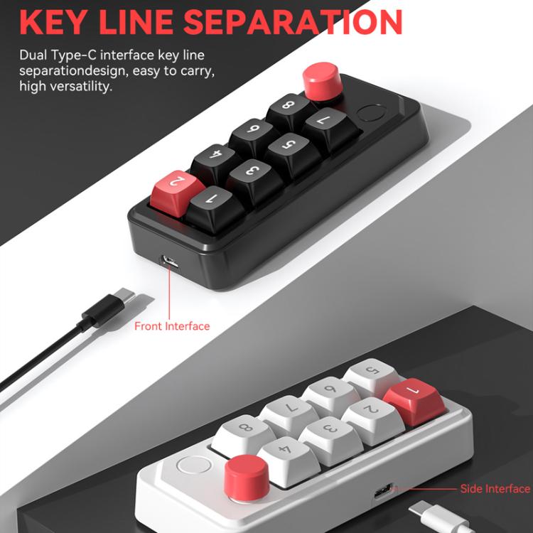 MKESPN 8-Key Wired Hot-Swappable Macro Definition Gaming Mechanical Keyboard With Knob