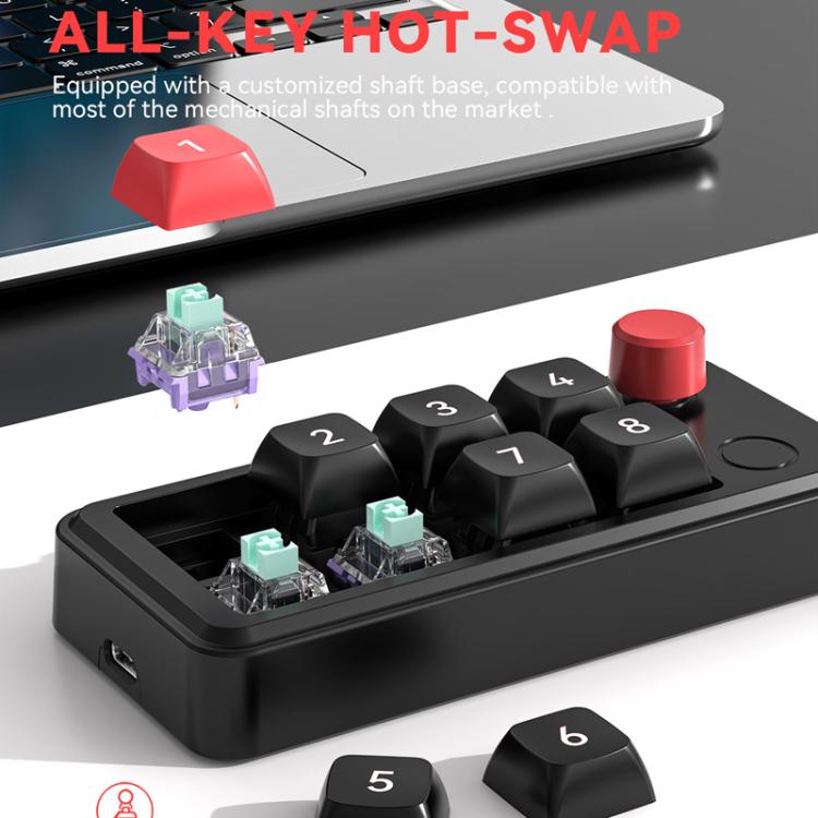 MKESPN 8-Key Wired Hot-Swappable Macro Definition Gaming Mechanical Keyboard With Knob