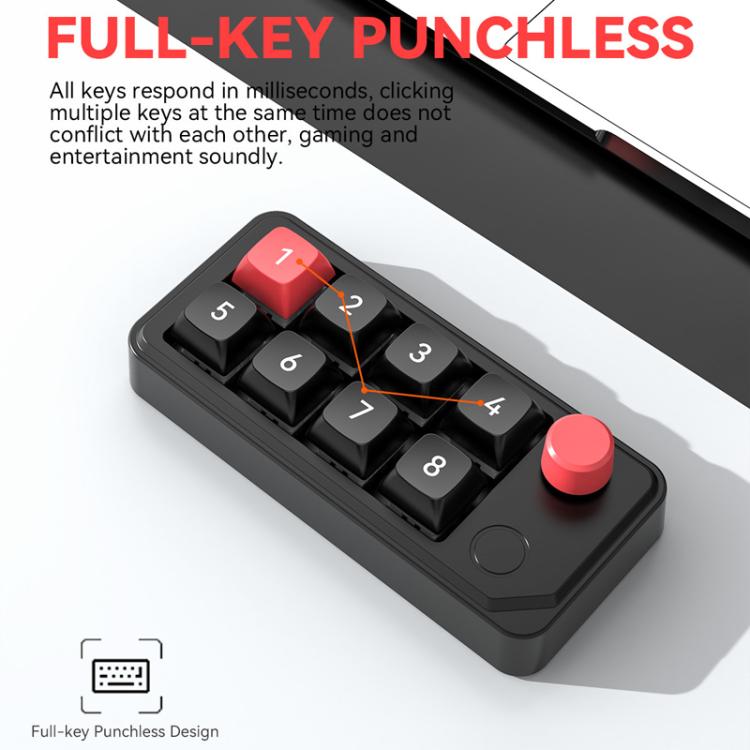 MKESPN 8-Key Wired Hot-Swappable Macro Definition Gaming Mechanical Keyboard With Knob