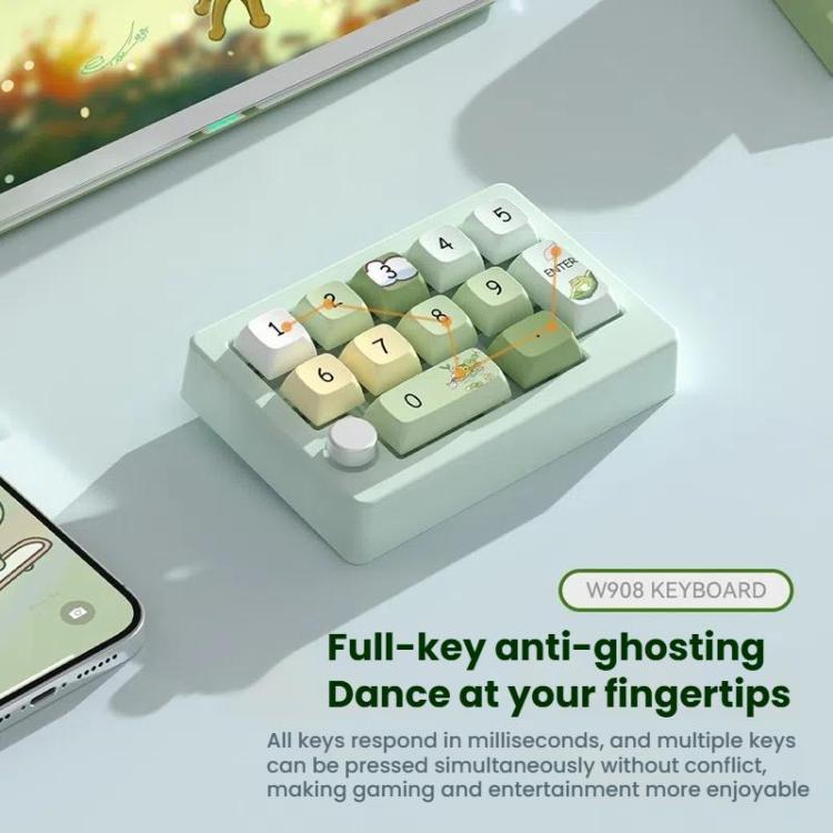 MKESPN W908 Wireless Tri-Mode Hot-Swappable Macro-Defined RGB Backlit Gaming Mechanical Keypad