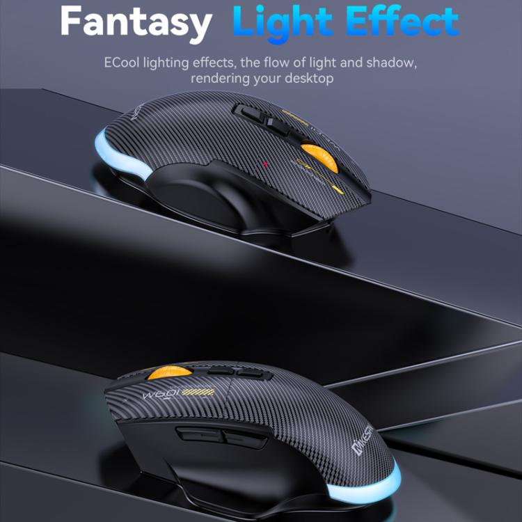 MKESPN W601 Silent Wireless Tri-mode Macro Gaming Mouse Carbon Fiber 12800DPI Bluetooth Mouse