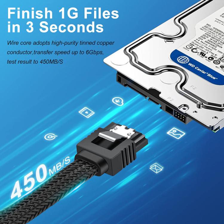 SATA3.0 With Aluminum Foil Shield Braided Cable Body Computer Hard Drive Power Cable