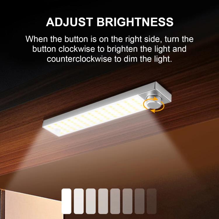 LED Cabinet Light Magnetic Motion Sensor Rechargeable Lamp 128 LEDs 3-color Temperature