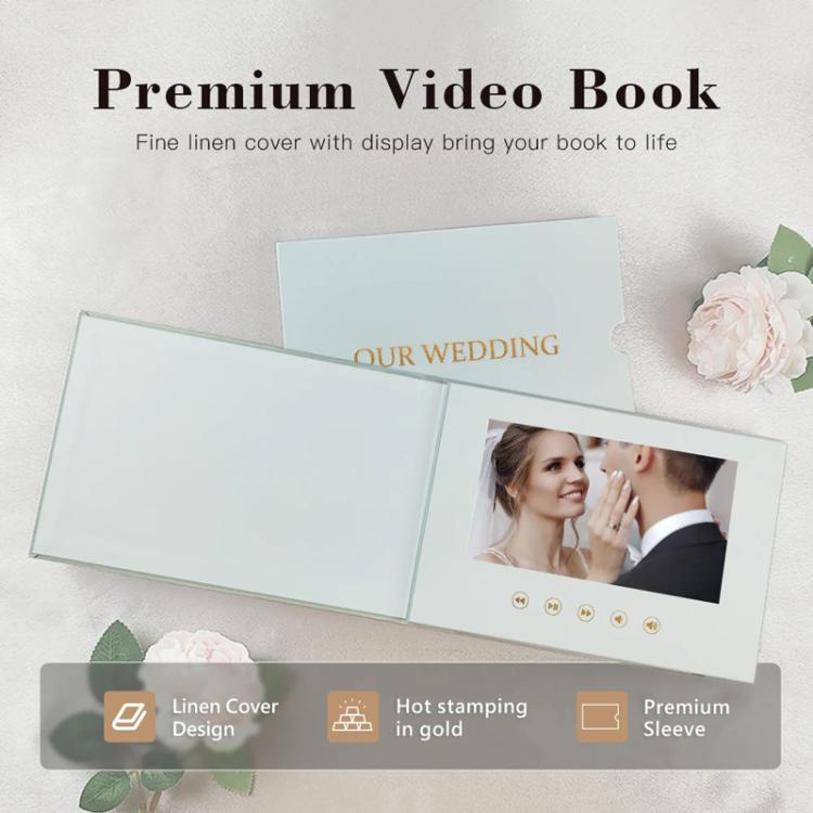 7 Inch IPS Display Multifunctional Commercial Wedding Video Invitation Linen Bound Video Album