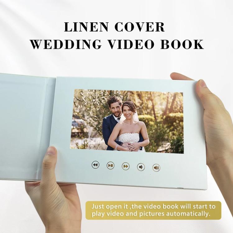 7 Inch IPS Display Multifunctional Commercial Wedding Video Invitation Linen Bound Video Album