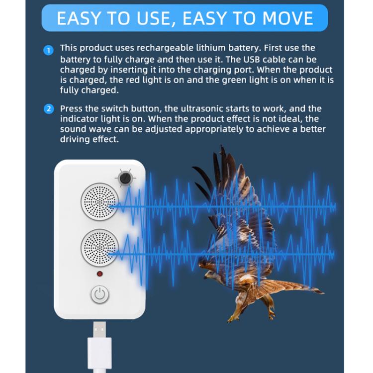 USB Rechargeable Doors Windows Ultrasonic Animal Bird Repeller