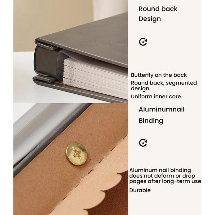 Leather Self-Adhesive Laminating Pocket Photo Album Studio Album DIY Large Capacity Records