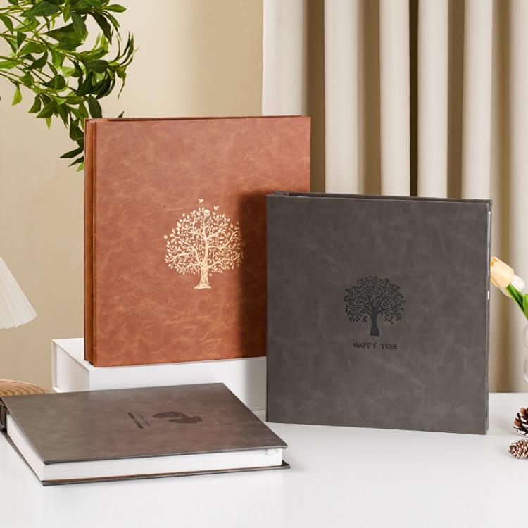 Leather Self-Adhesive Laminating Pocket Photo Album Studio Album DIY Large Capacity Records