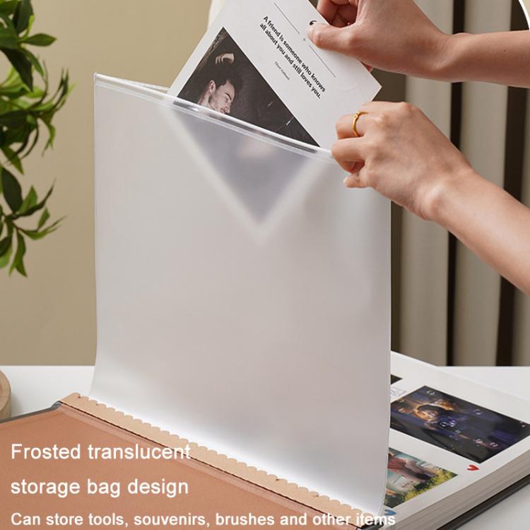 Leather Self-Adhesive Laminating Pocket Photo Album Studio Album DIY Large Capacity Records