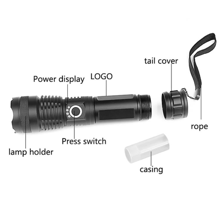 Aluminum Alloy Telescopic High-Intensity Flashlight With Power Display