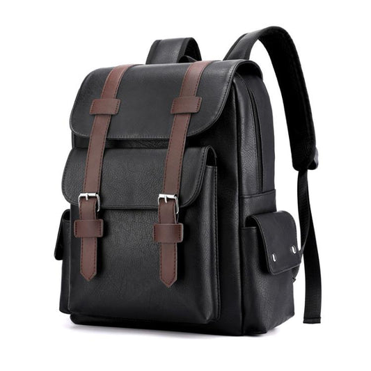 OUMANTU 975 PU Leather Large-capacity Travel Laptop Backpack Casual Schoolbag