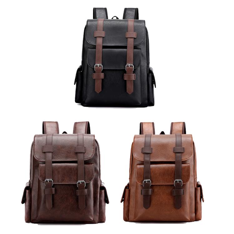 OUMANTU 975 PU Leather Large-capacity Travel Laptop Backpack Casual Schoolbag
