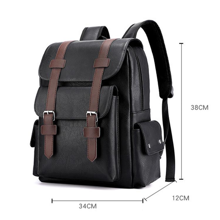 OUMANTU 975 PU Leather Large-capacity Travel Laptop Backpack Casual Schoolbag