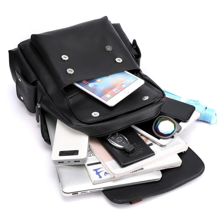 OUMANTU 975 PU Leather Large-capacity Travel Laptop Backpack Casual Schoolbag