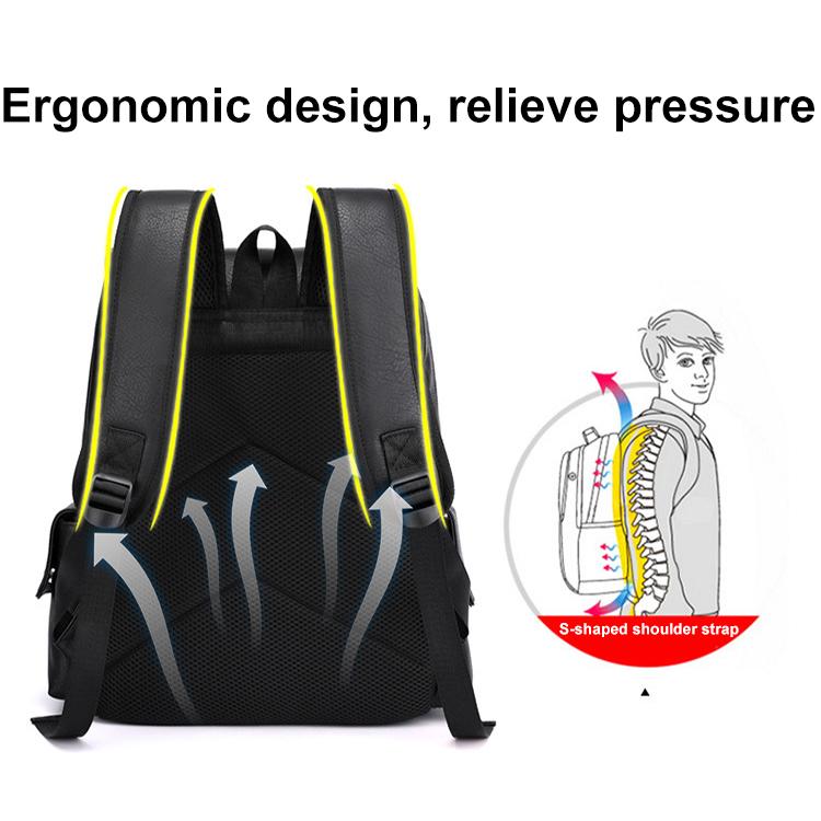 OUMANTU 975 PU Leather Large-capacity Travel Laptop Backpack Casual Schoolbag