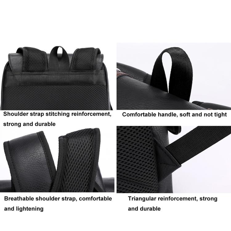 OUMANTU 975 PU Leather Large-capacity Travel Laptop Backpack Casual Schoolbag