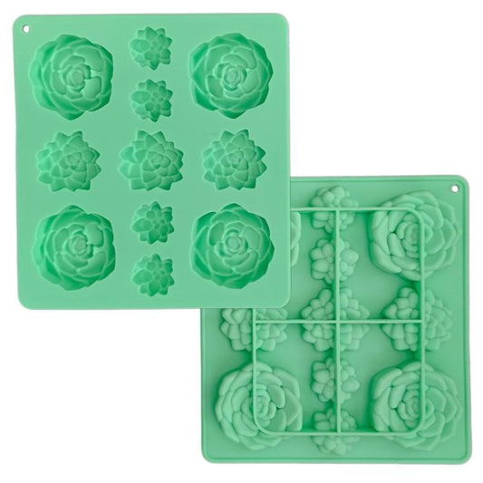 11-Cavity Succulent-Shaped Silicone Chocolate Cookie Mold Fondant Cake Baking Mold