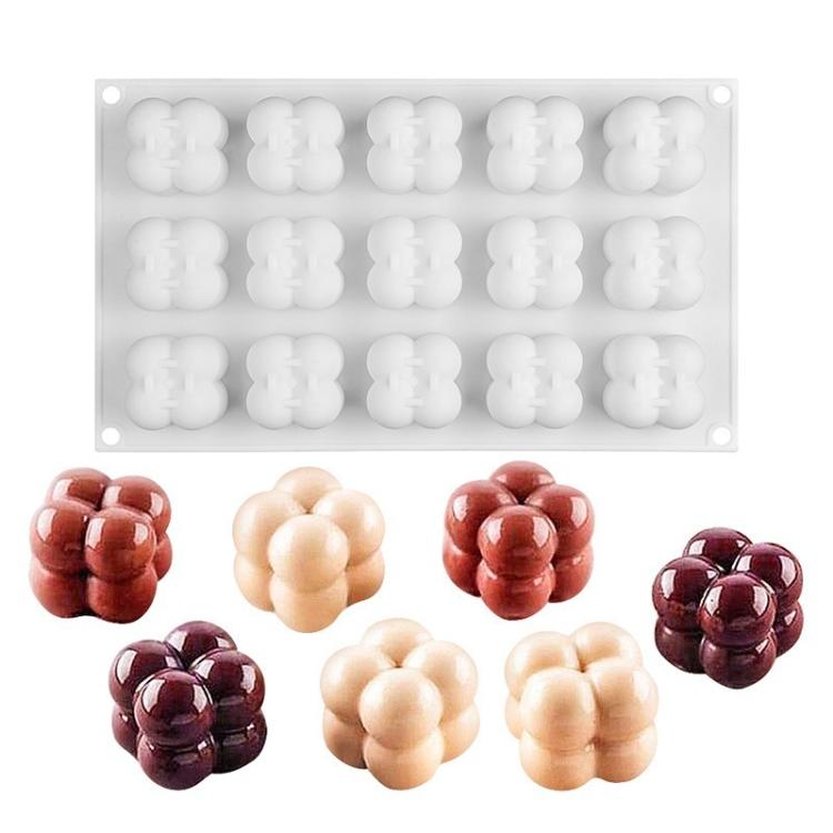 15-Cavity Magic Cube Silicone Mousse Cake Mold Fondant Candle Mold