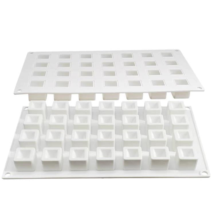 28-Cavity Concave Goose Liver Mousse Cake Mold 3D Small Square Chocolate Silicone Mould