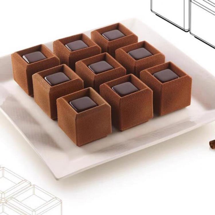 28-Cavity Concave Goose Liver Mousse Cake Mold 3D Small Square Chocolate Silicone Mould