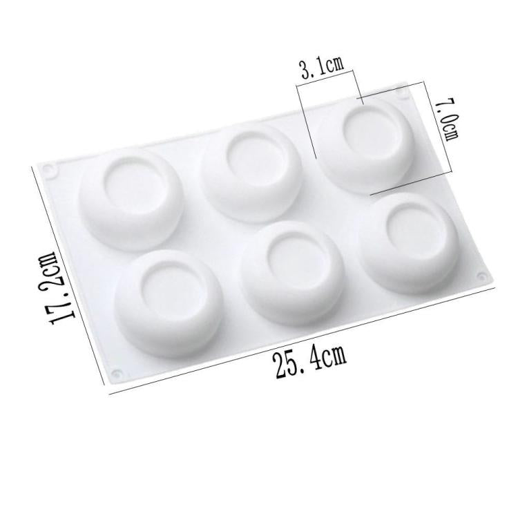 6-Cavity Round Concave Flower Pots Mousse Mold Silicone Dessert Cake Mold