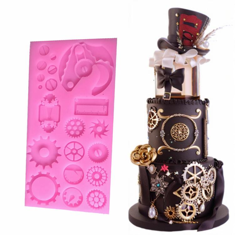 Mechanical Gear Silicone Cake Fondant Mold For Sugarcraft, Cupcake Topper, Jewelry, Polymer Clay, Crafting Projects