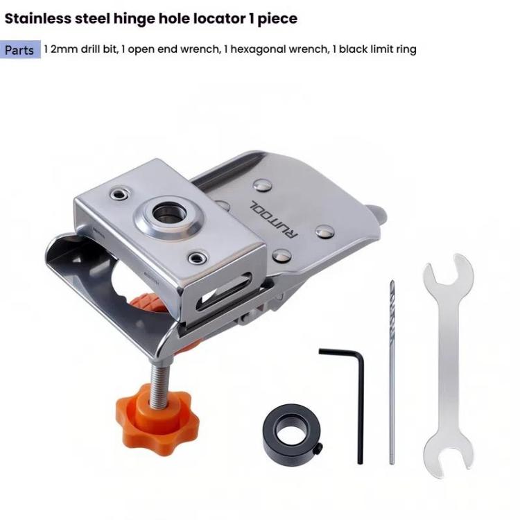 RUITOOL Stainless Steel Hinge Puncher Locator Adjustable Margin Quick Jig Woodworking Closet Door Hinge Punching Tool