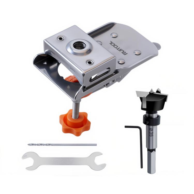 RUITOOL Stainless Steel Hinge Puncher Locator Adjustable Margin Quick Jig Woodworking Closet Door Hinge Punching Tool