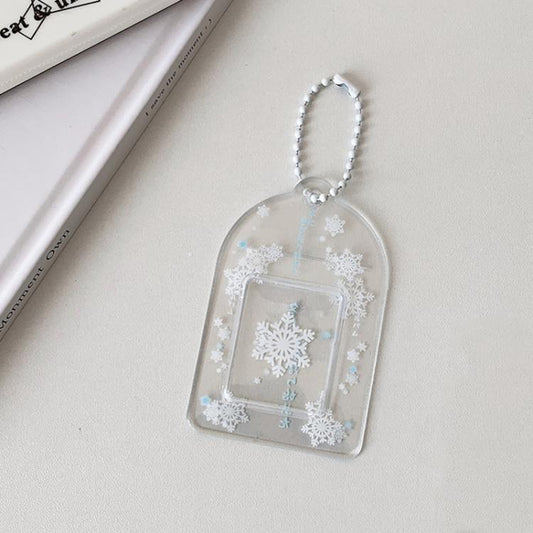Hisocute Snowflake PVC Card Holder 1 inch 2 inch 3 inch Star Small Card Pendant Photo Case